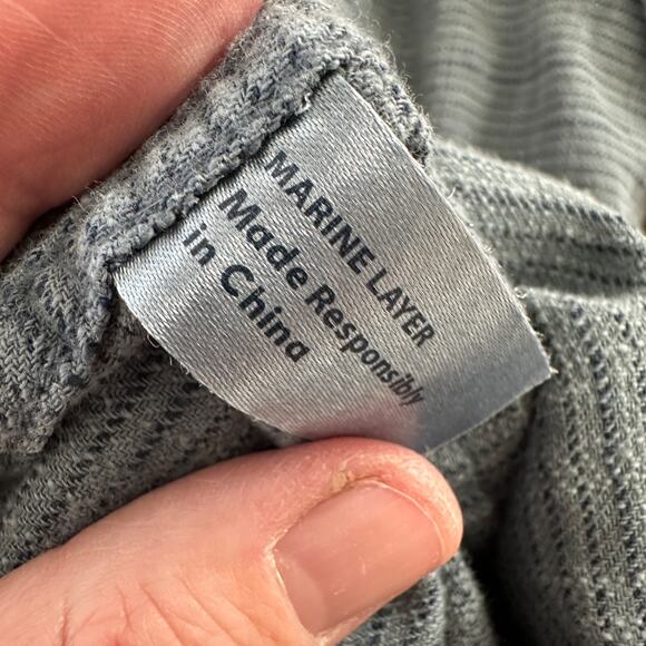 marine layer mens 100% cotton coastal button down shirt blue long sleeve size l - Picture 9 of 11